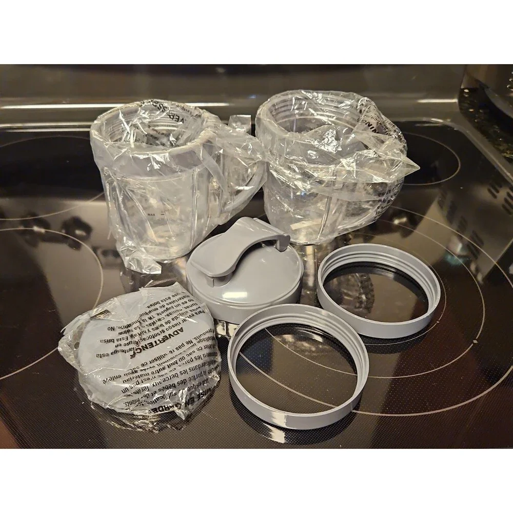 New 6pc NutriBullet Deluxe Upgrade Parts Kit Replacement Cups, Lids, Rings